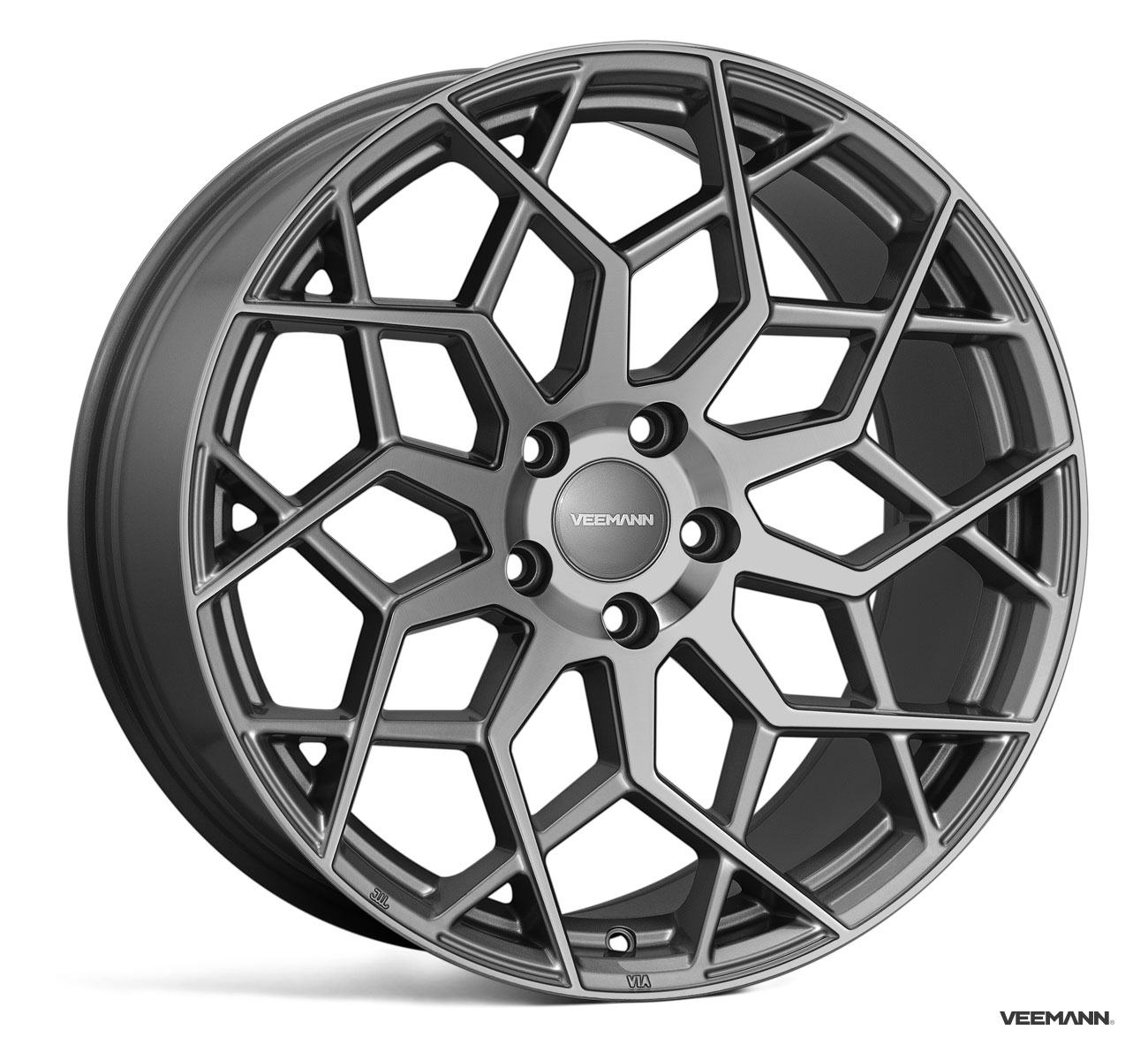 NEW 19" VEEMANN V-FS42 ALLOY WHEELS IN GLOSS GRAPHITE WITH WIDER 9.5" REARS ET42/42